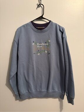 Vintage M & C Sportswear Women's Blue Embroidered Double Collar Crewneck Sweater